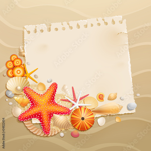 Vintage greeting card with shells