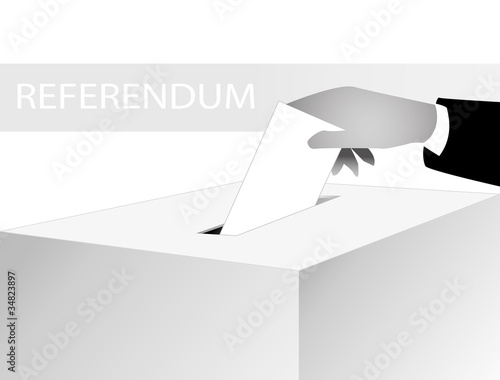 hand putting voting ballot in a voting box