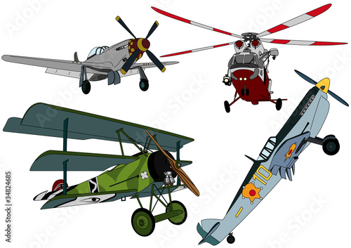 Set propeller aircraft and helicopters