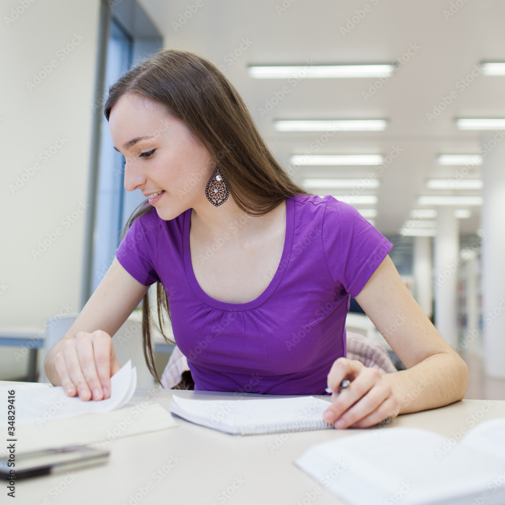 in the library - pretty female student with books in the library - pretty female student with books