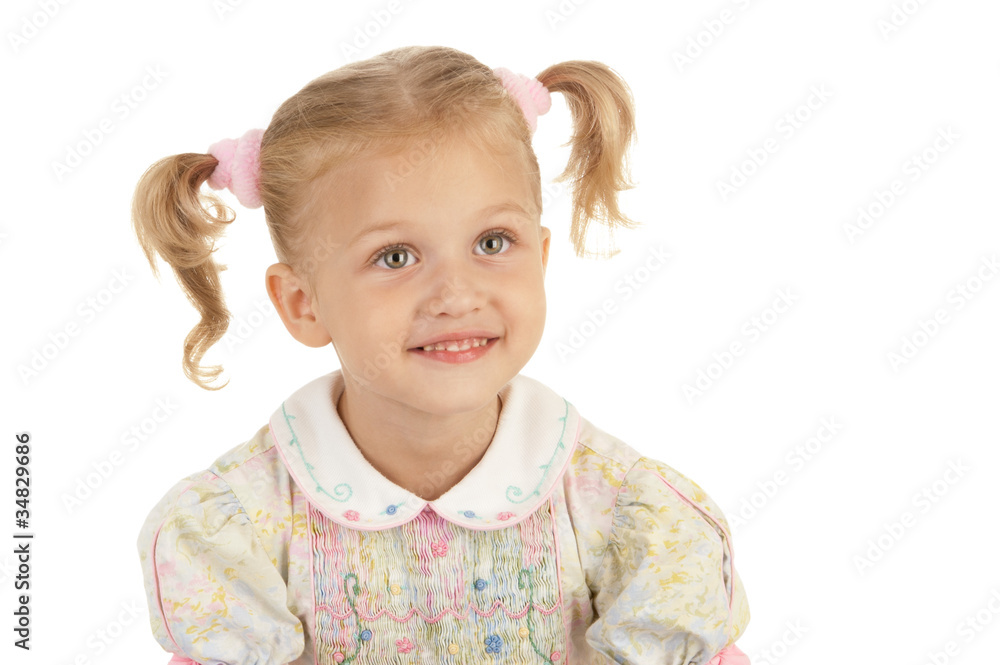 Smiling little girl with two tails Smiling little girl with two tails