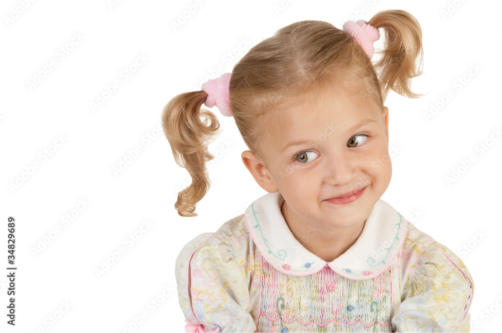 Smiling little girl with two tails Smiling little girl with two tails