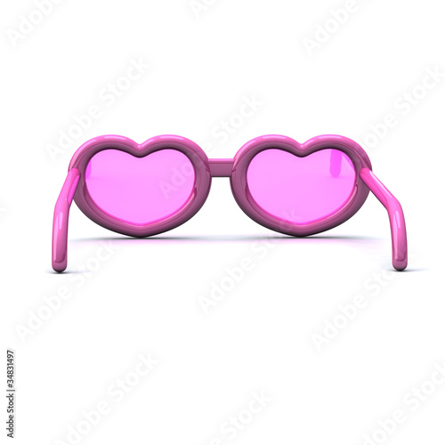 View through the pink heart shaped glasses 3d