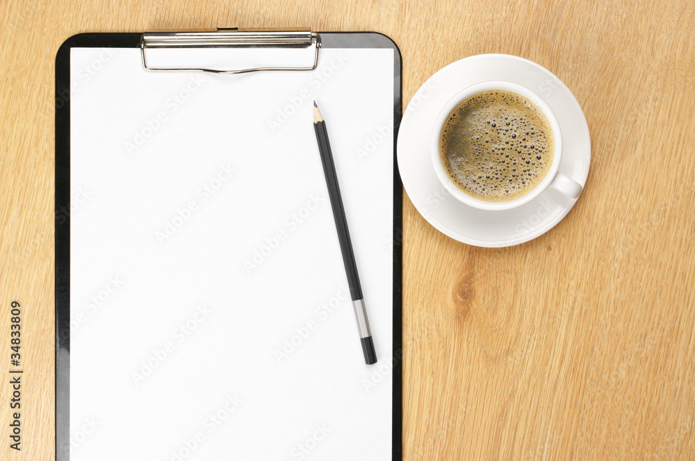 Clipboard and coffee Clipboard and coffee