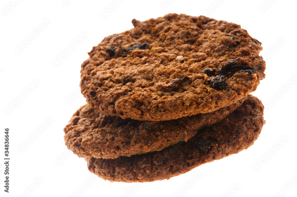 Chocolate homemade cookies isolated on white background