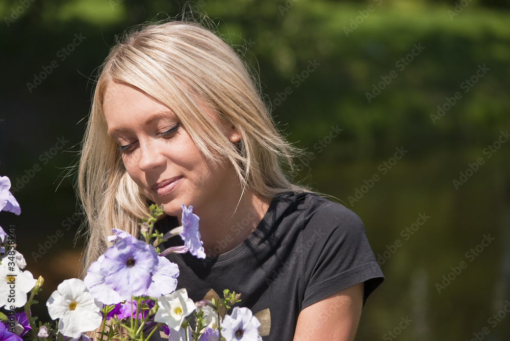 Girl and flowers Girl and flowers