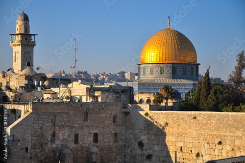 Al-aqsa mosque and western wall in Old Jerusalem city. Israel.