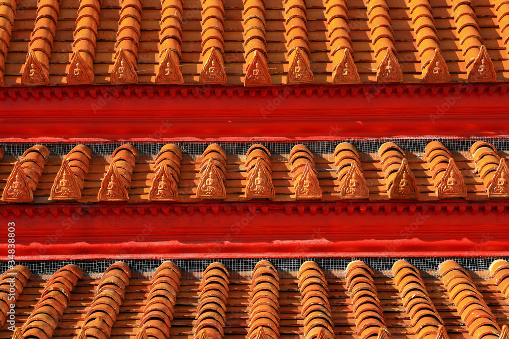 Temple Rooftop Tiles, Bangkok, Thailand