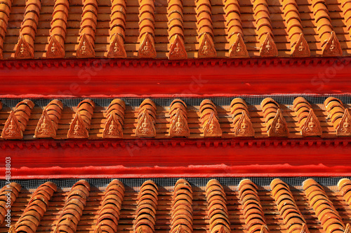 Temple Rooftop Tiles, Bangkok, Thailand