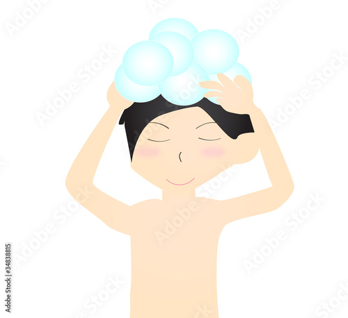 頭を洗う男性