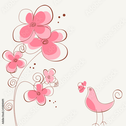 Flowers and bird love story #34840691