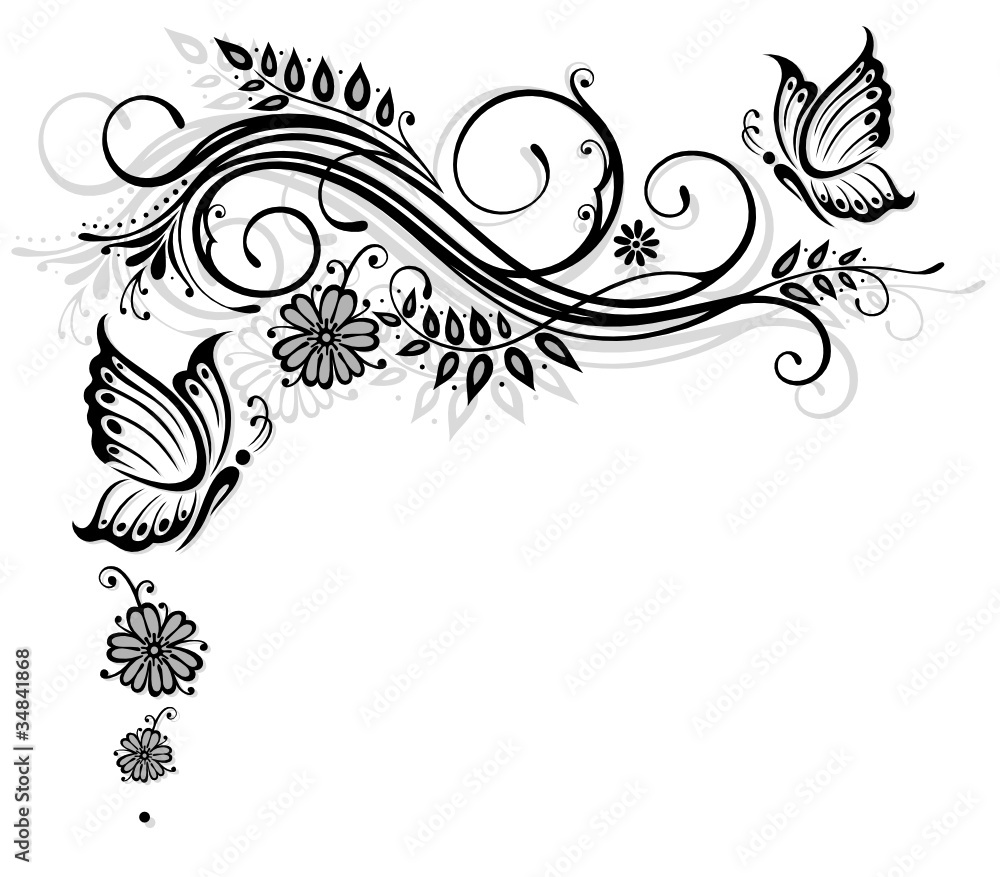 Ranke, flora, Blumen, Blüten, Schmetterlinge Ranke, flora, Blumen, Blüten, Schmetterlinge