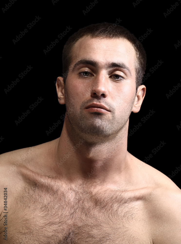 young man face expressions over black background young man face expressions over black background