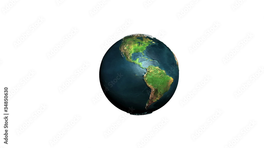 Earth rotating against white, Alpha, loop Earth rotating against white, Alpha, loop