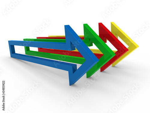 3d arrow blue yellow green red