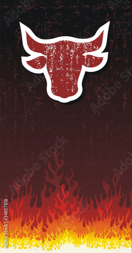 Bull silhouette with fire vector