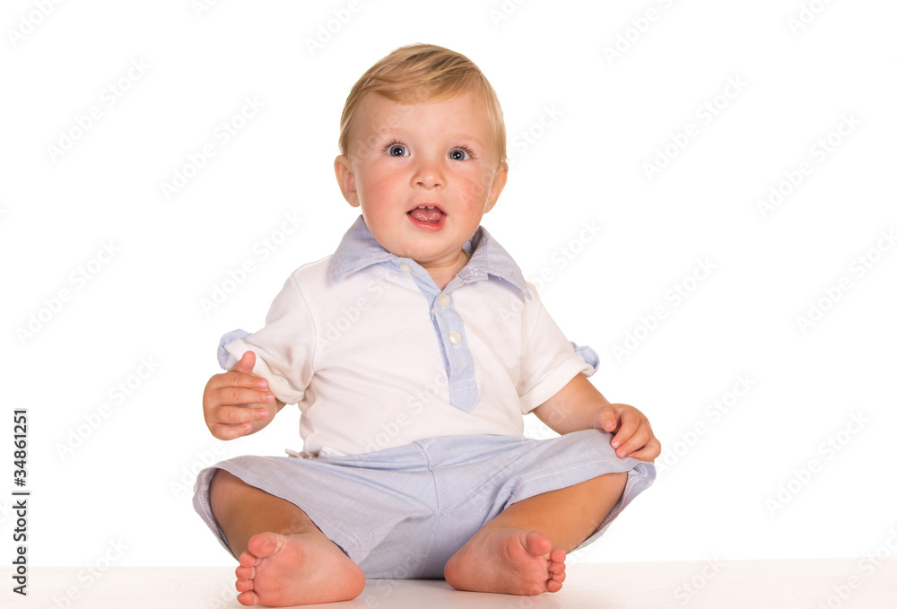 little boy on white