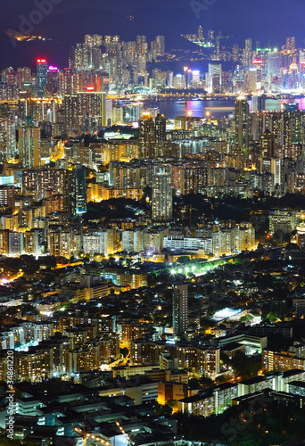 Hong Kong downtown at night © leungchopan