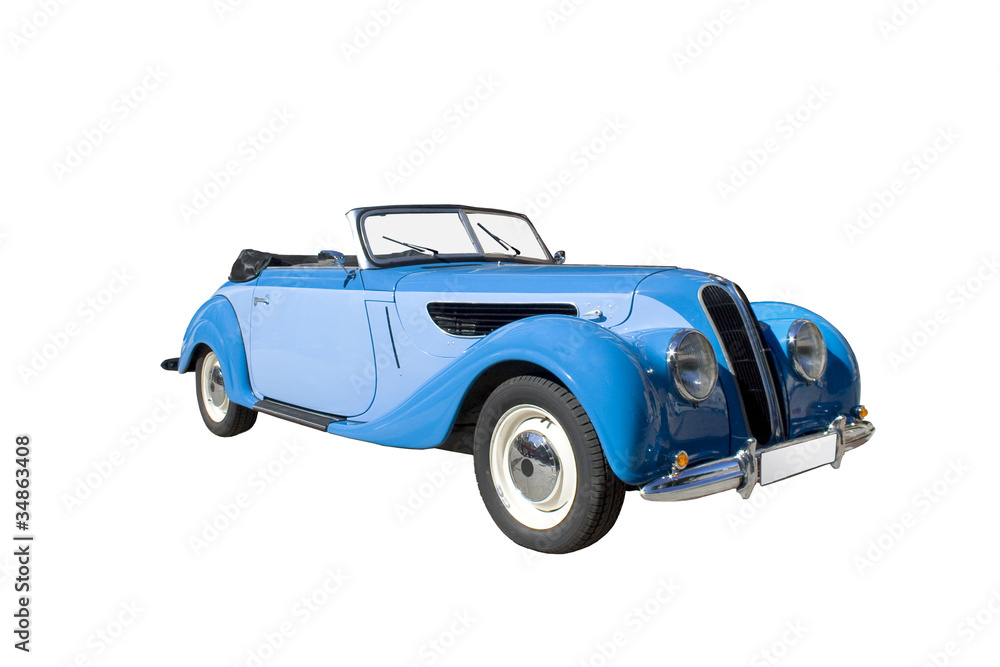 Classic retro blue car