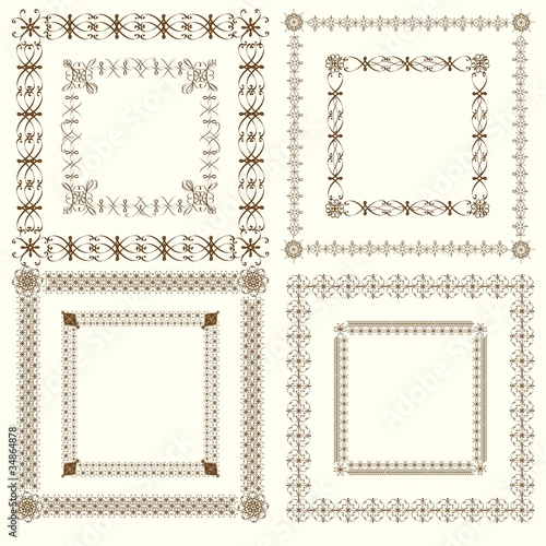 Collection of vintage calligraphic square frames
