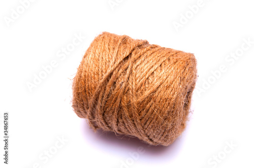 Natural coarse fiber rope coil 
