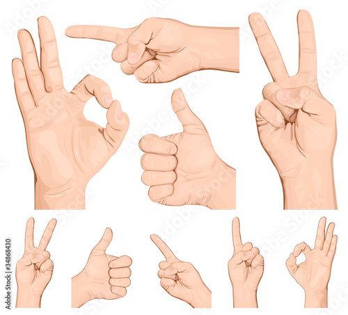 Collection of hand gestures.vector illustration.