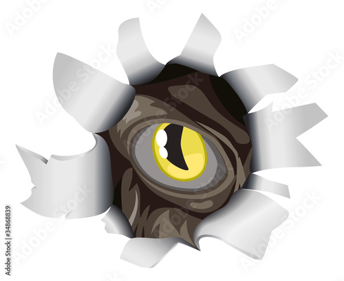 Creature looking through tear