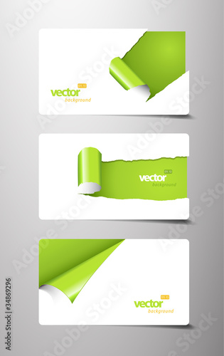 Set of gift cards with rolled corners.