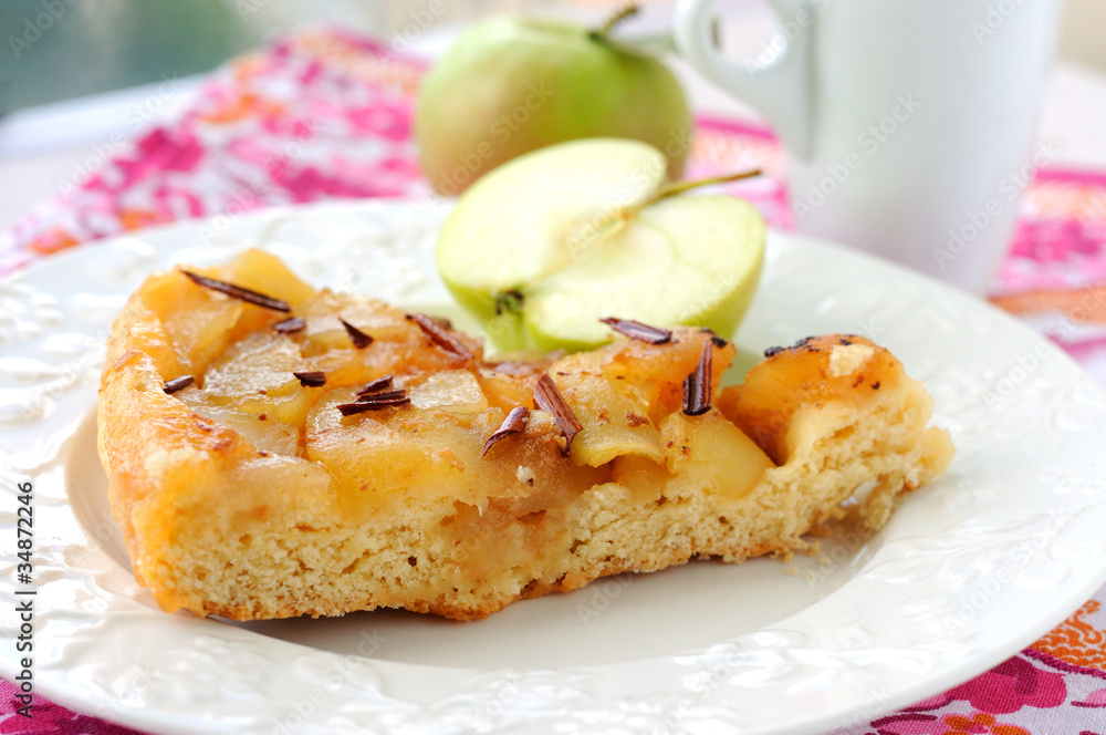 Apple pie with caramel and cinnamon