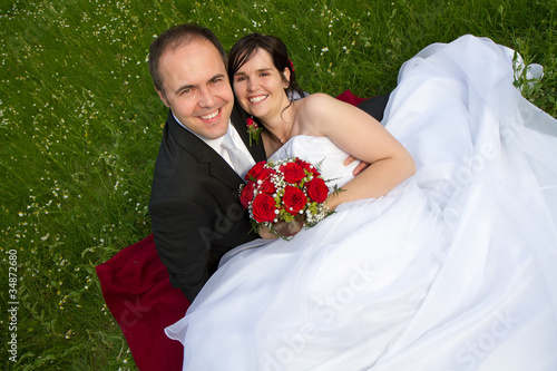 Obraz na płótnie a classical newly wed couple portrait w salonie