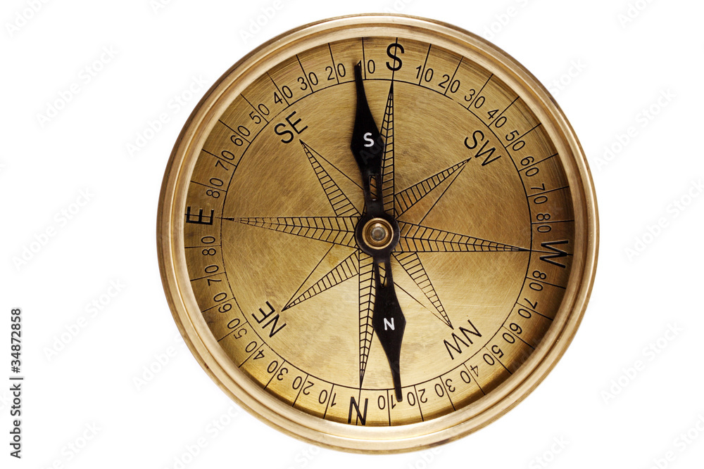 Close up of directional compass