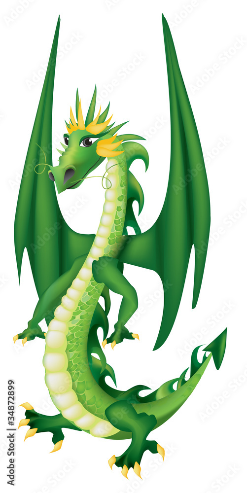 Obraz premium Cartoon green dragon