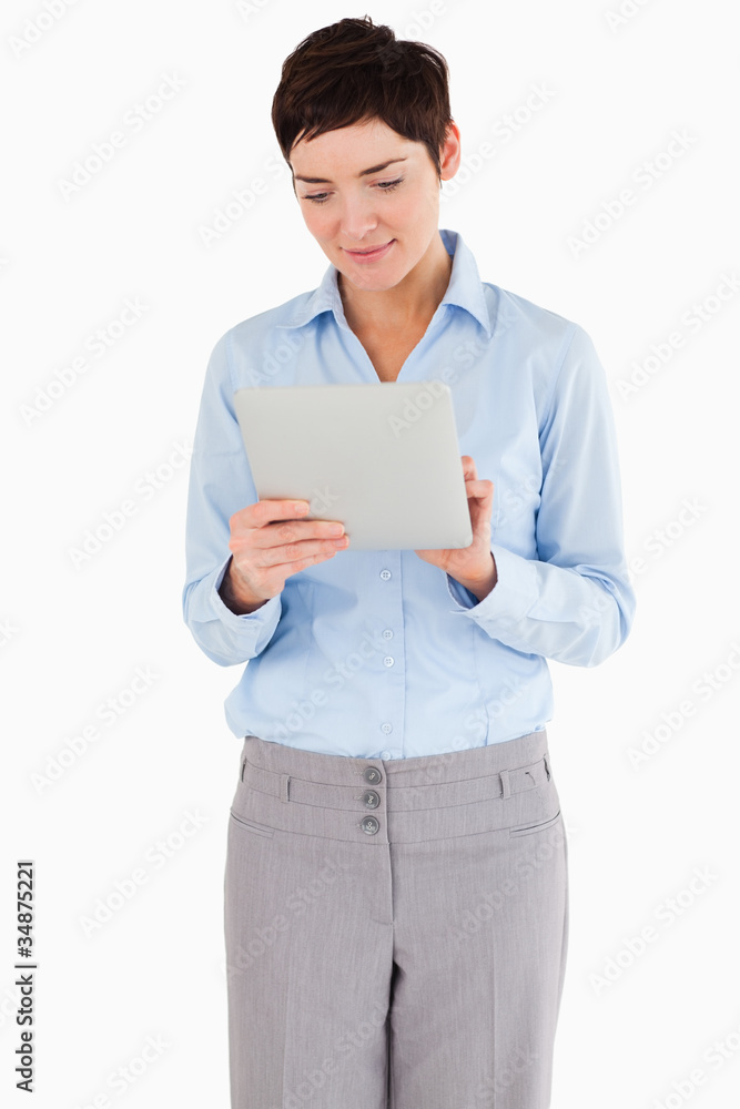Portrait of a businesswoman looking at a document Portrait of a businesswoman looking at a document