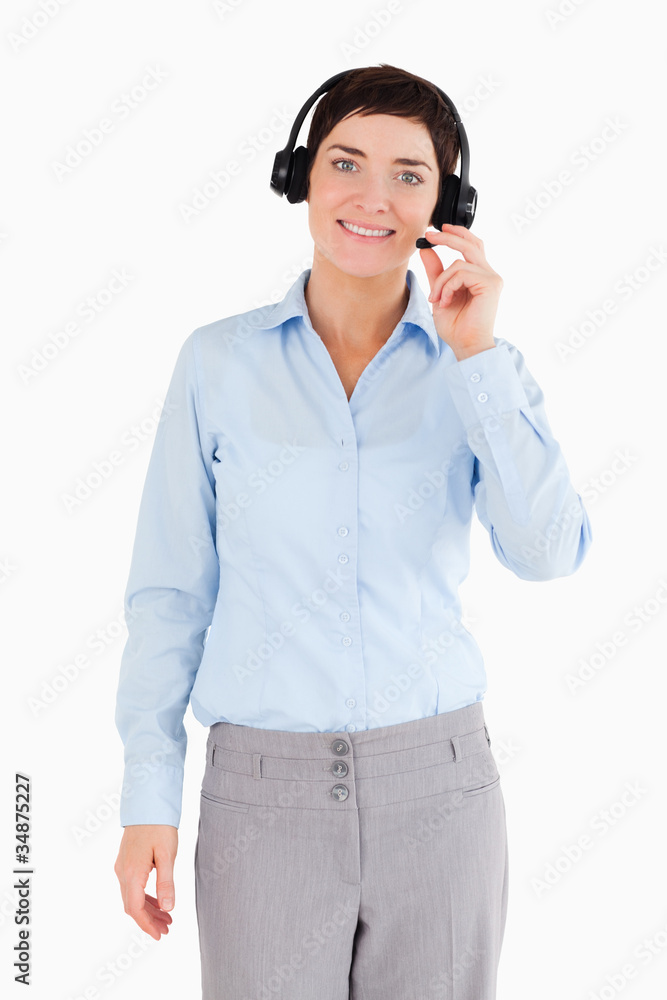 Portrait of an office worker with a headset Portrait of an office worker with a headset