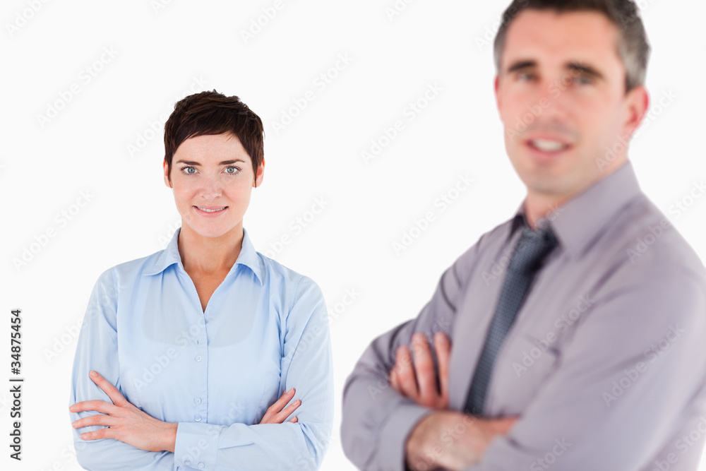 Isolated office workers posing Isolated office workers posing