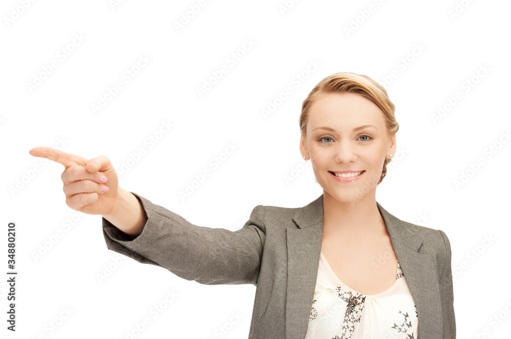 businesswoman pointing her finger businesswoman pointing her finger