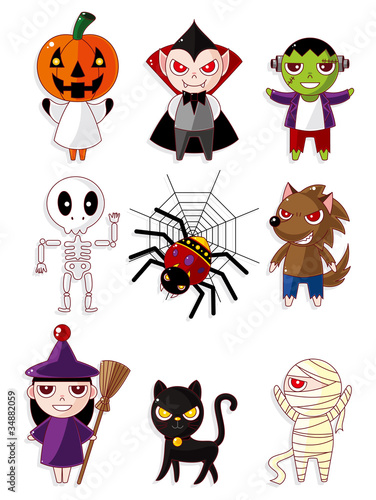 Cartoon Halloween monster icons