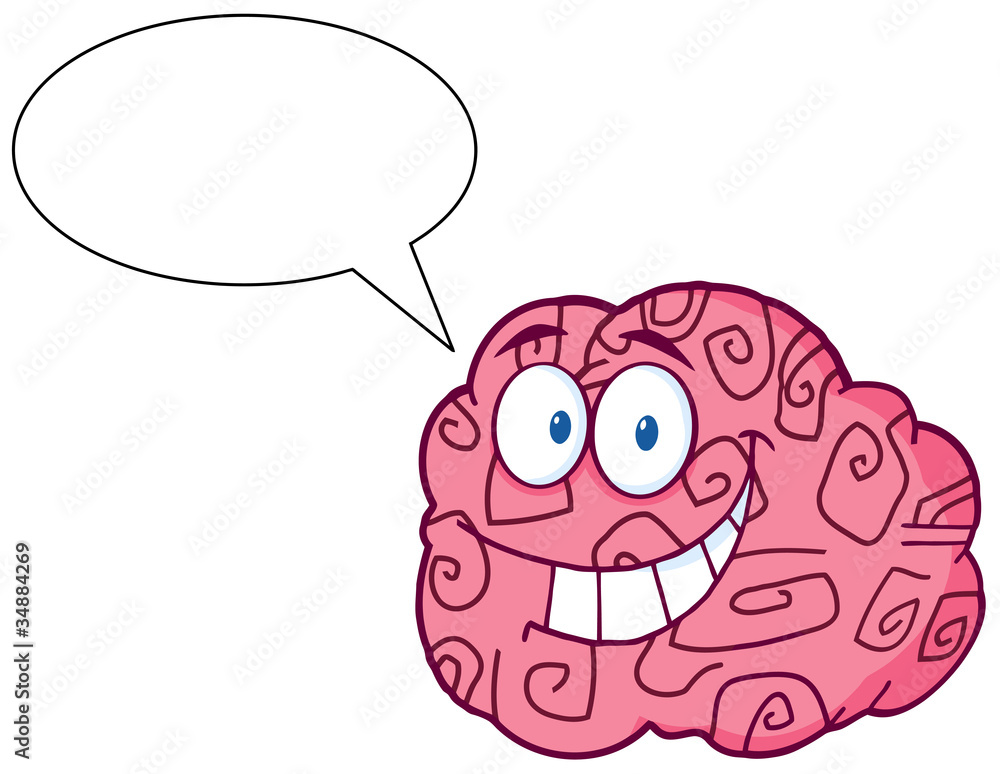 Happy Brain Cartoon Character Speak Happy Brain Cartoon Character Speak