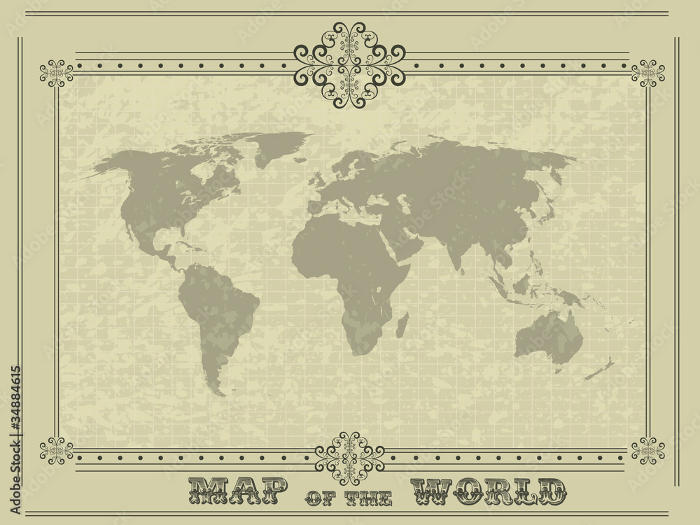 Fototapeta premium world map with vintage frame
