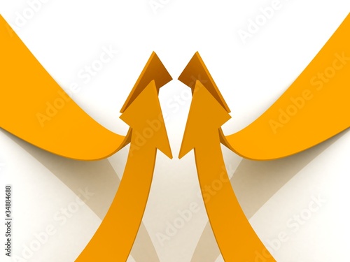 orange arrows up teamwork c...