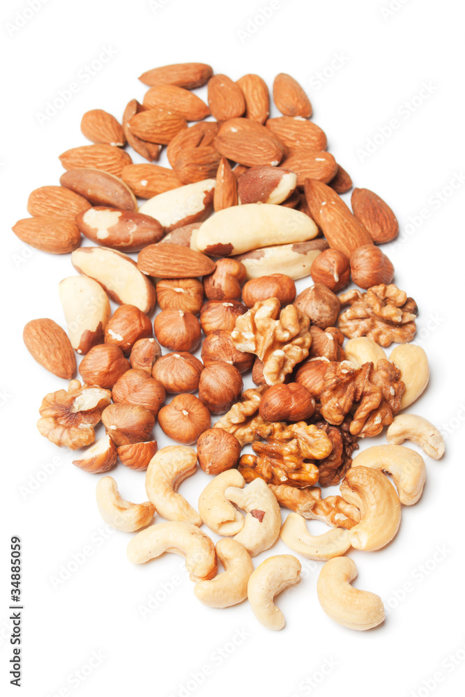 Fototapeta premium Mixed nuts isolated on white