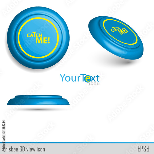 3D view of blue icon frisbee.Vector illustration.