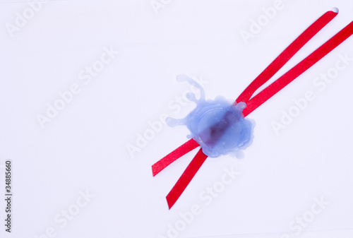 Schilderij op canvas Blue wax seal isolated on white