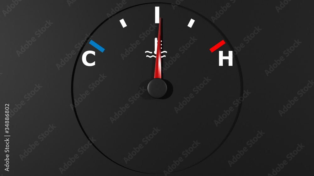 Car thermometer and moving pointer on it. HD. Car thermometer and moving pointer on it. HD.