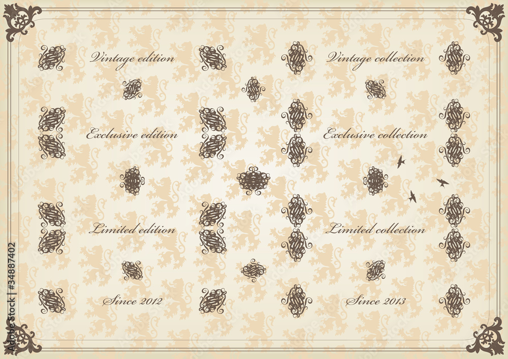 Vintage floral calligraphic frames and elements vector