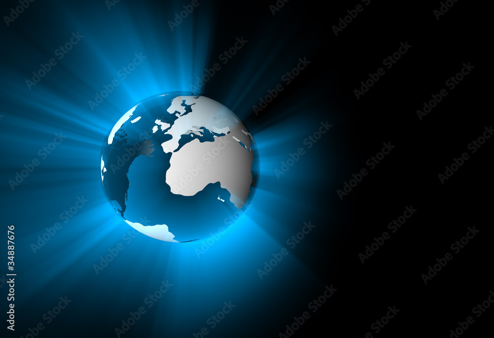 Globus mit Lichtstrahlen