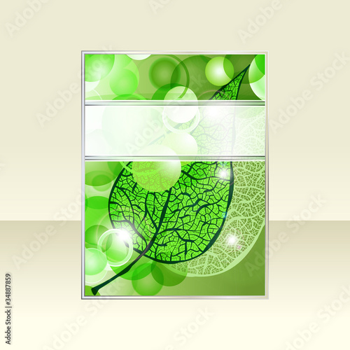 vector green  leaf and bright balls flayer with ribbon for your