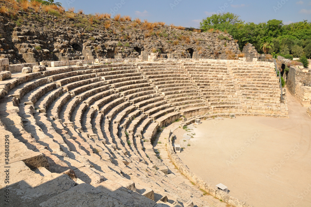 Ancient roman amphitheater in Beit-Shean small city in the northern Israel. 