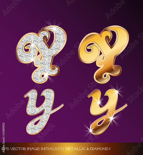 eps Vector image: initials (y)  metallic & diamond I