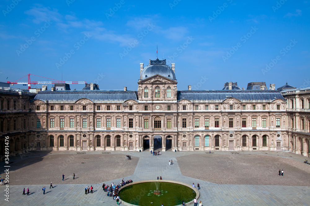 Aerial view of Louvre museum, Paris, France